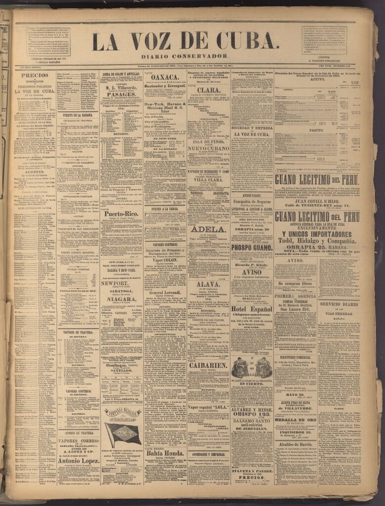 Miniatura de La Voz de Cuba: diario conservador del 26 de septiembre de 1884