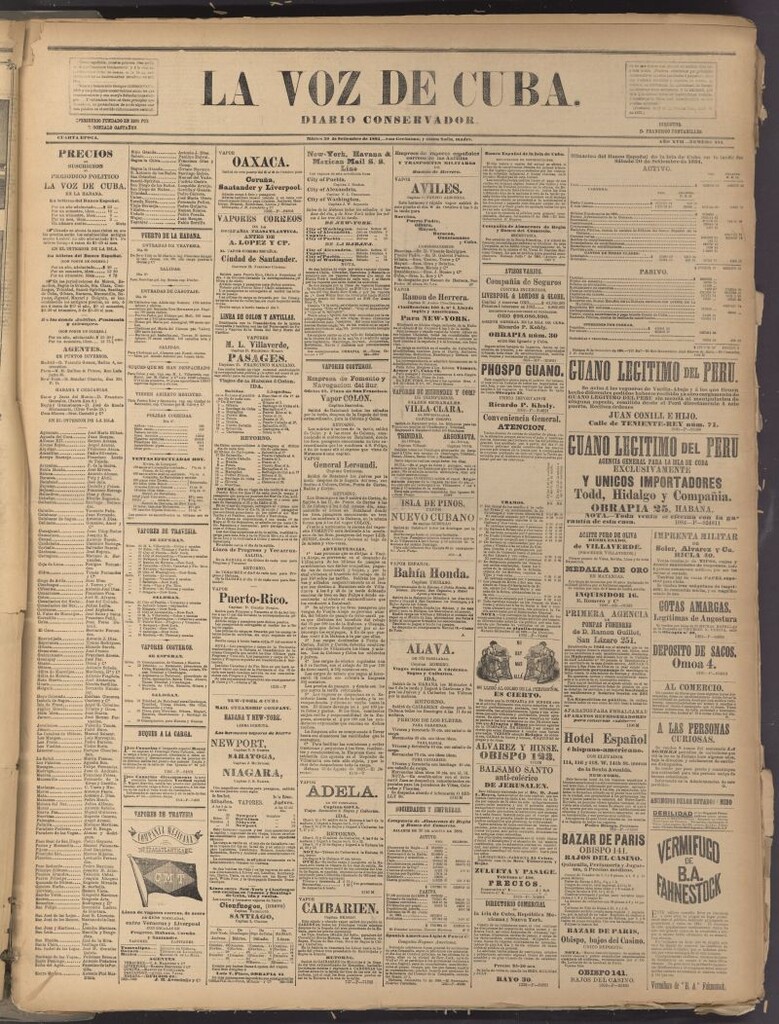 Miniatura de La Voz de Cuba: diario conservador del 30 de septiembre de 1884