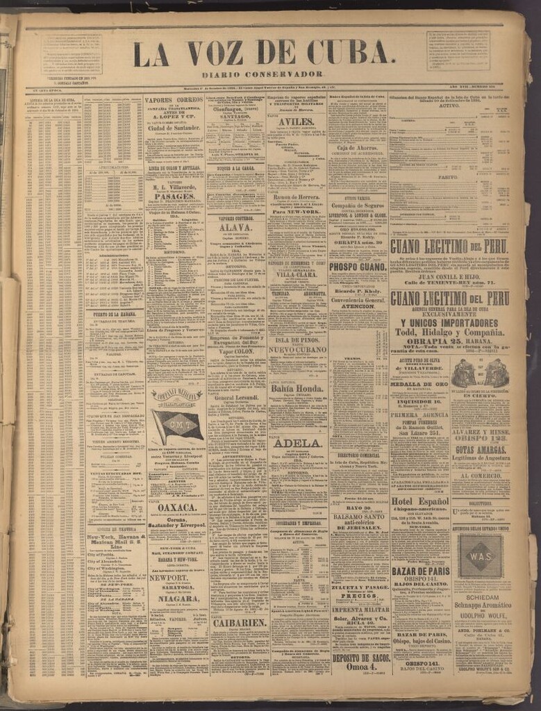 Miniatura de La Voz de Cuba: diario conservador del 1 de octubre de 1884