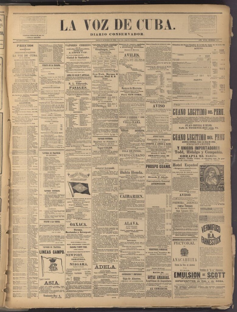 Miniatura de La Voz de Cuba: diario conservador del 2 de octubre de 1884