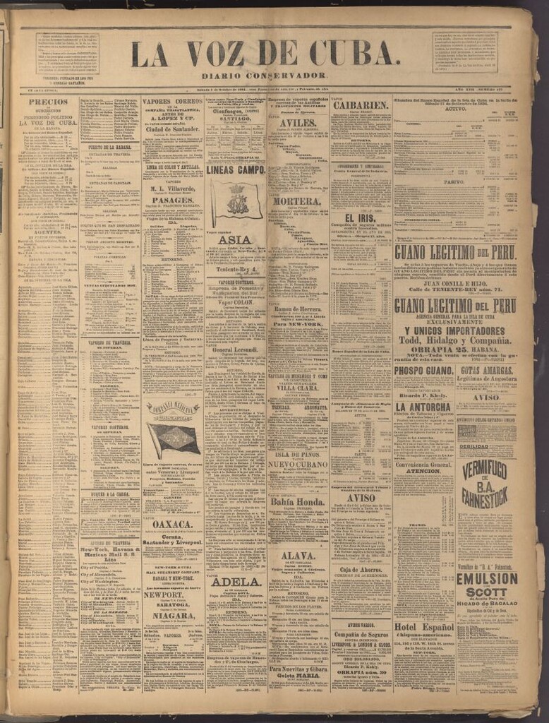 Miniatura de La Voz de Cuba: diario conservador del 4 de octubre de 1884