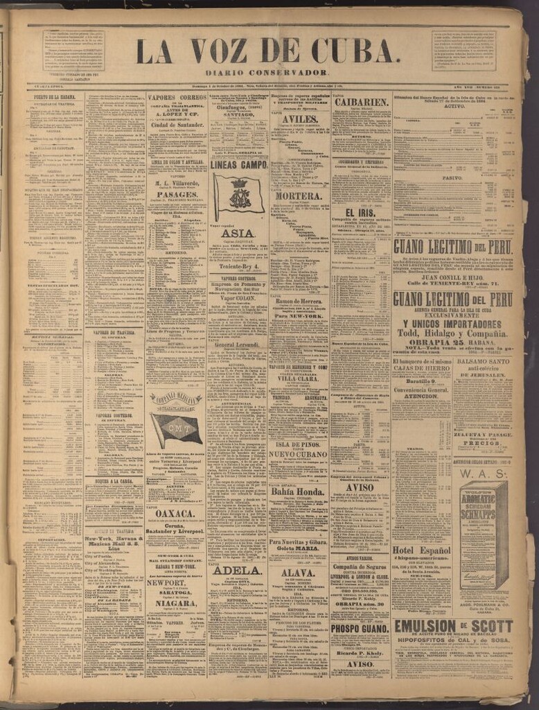 Miniatura de La Voz de Cuba: diario conservador del 5 de octubre de 1884