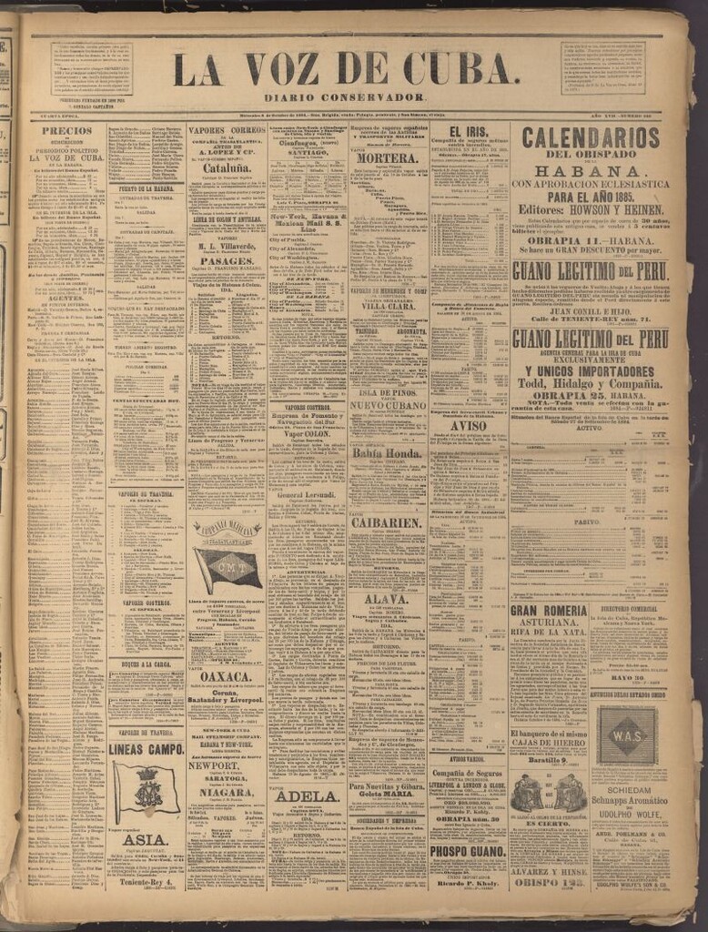 Miniatura de La Voz de Cuba: diario conservador del 8 de octubre de 1884