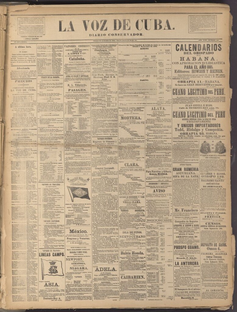 Miniatura de La Voz de Cuba: diario conservador del 10 de octubre de 1884