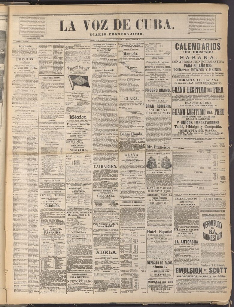 Miniatura de La Voz de Cuba: diario conservador del 14 de octubre de 1884
