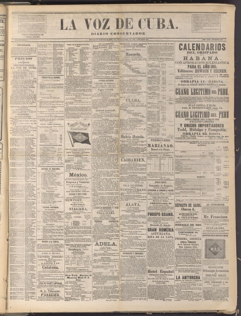 Miniatura de La Voz de Cuba: diario conservador del 15 de octubre de 1884
