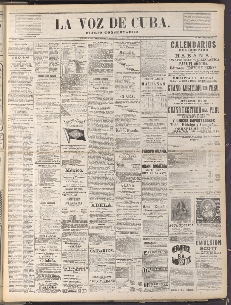 Miniatura de La Voz de Cuba: diario conservador del 16 de octubre de 1884