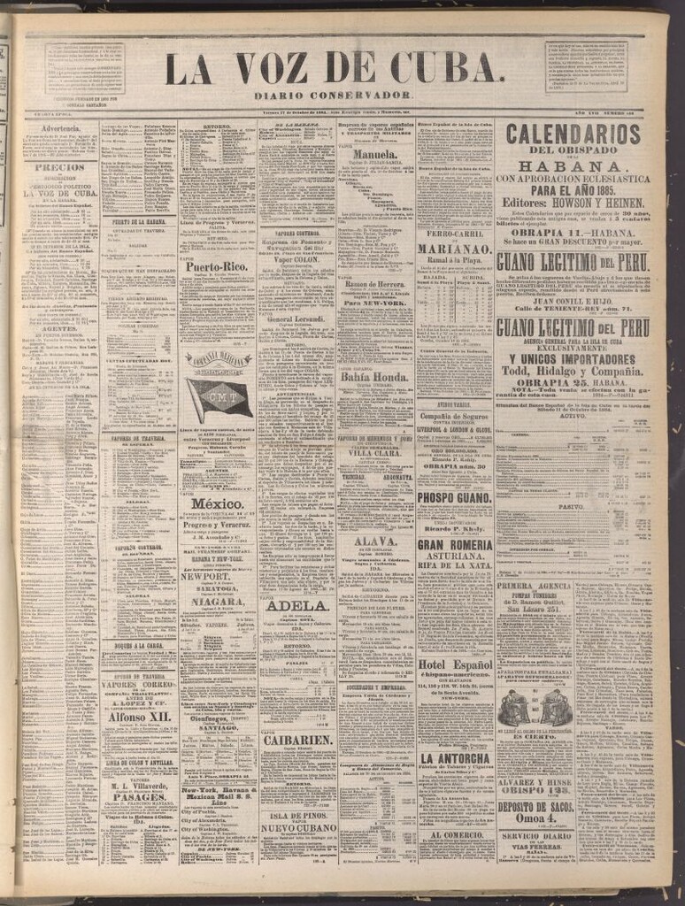 Miniatura de La Voz de Cuba: diario conservador del 17 de octubre de 1884