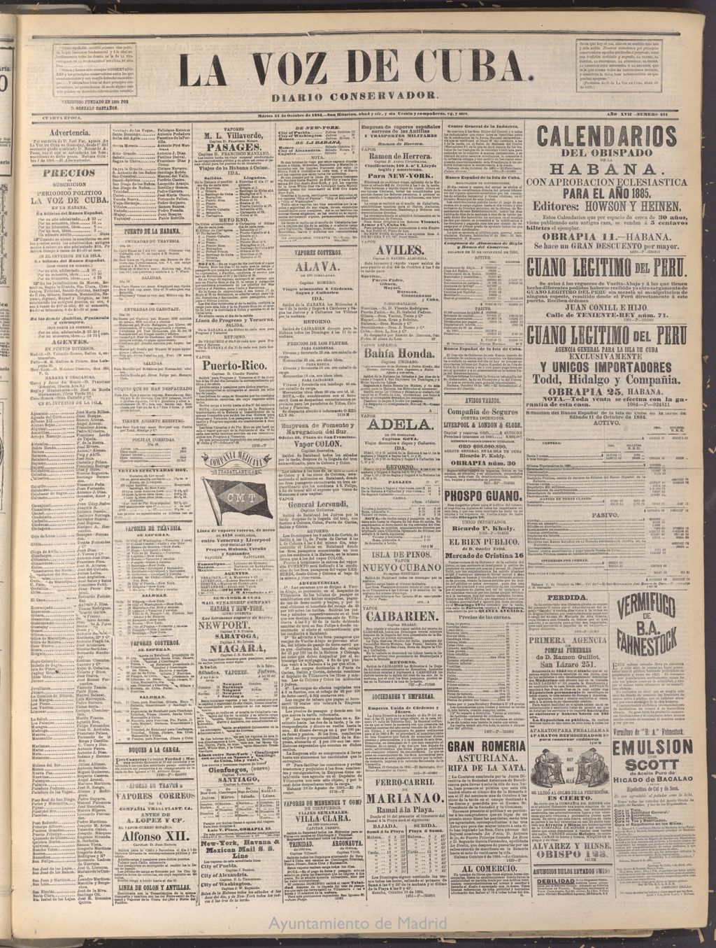 Miniatura de La Voz de Cuba: diario conservador del 21 de octubre de 1884