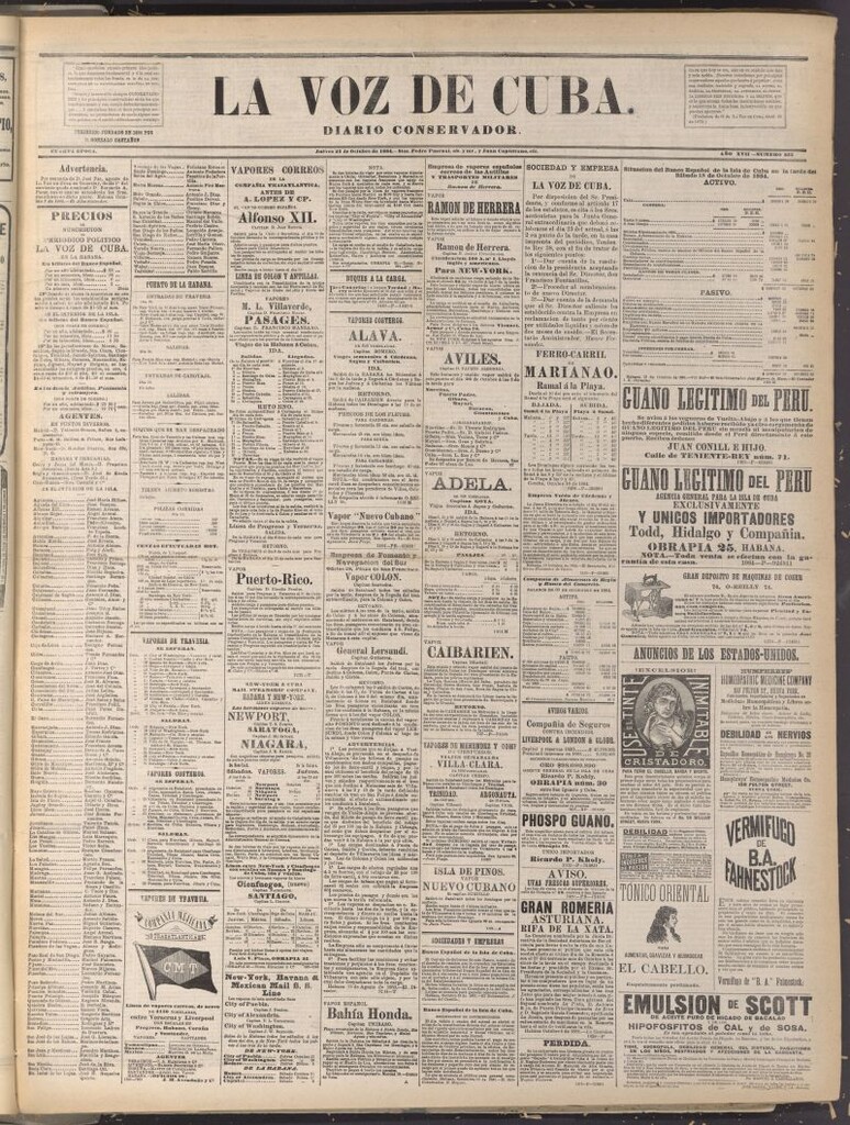 Miniatura de La Voz de Cuba: diario conservador del 23 de octubre de 1884