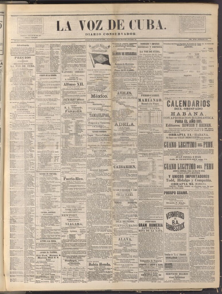 Miniatura de La Voz de Cuba: diario conservador del 25 de octubre de 1884