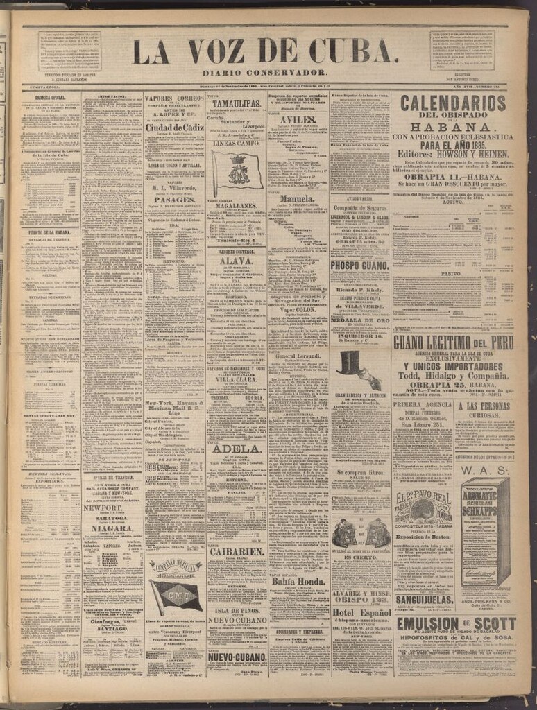Miniatura de La Voz de Cuba: diario conservador del 16 de noviembre de 1884