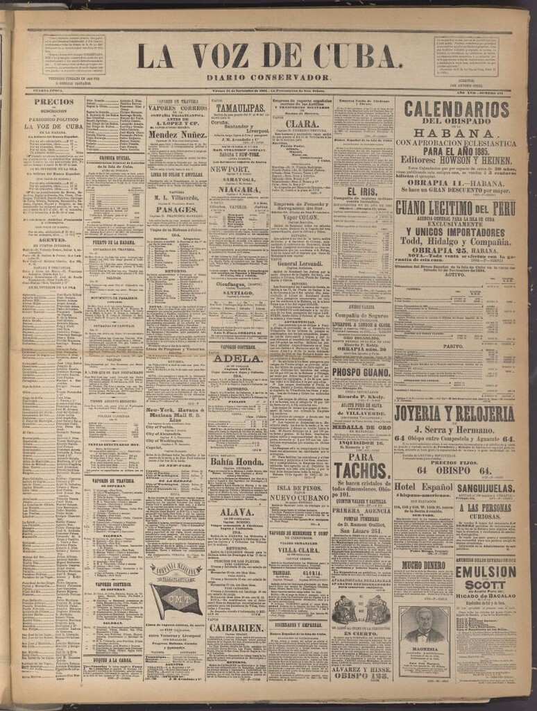 Miniatura de La Voz de Cuba: diario conservador del 21 de noviembre de 1884