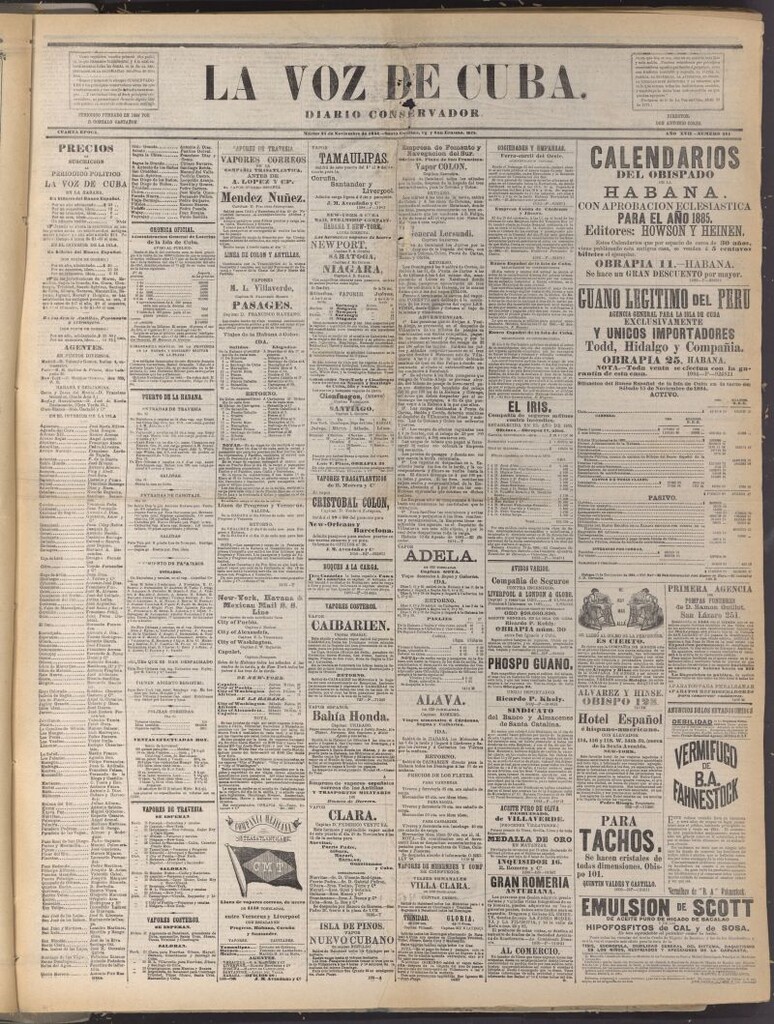 Miniatura de La Voz de Cuba: diario conservador del 25 de noviembre de 1884