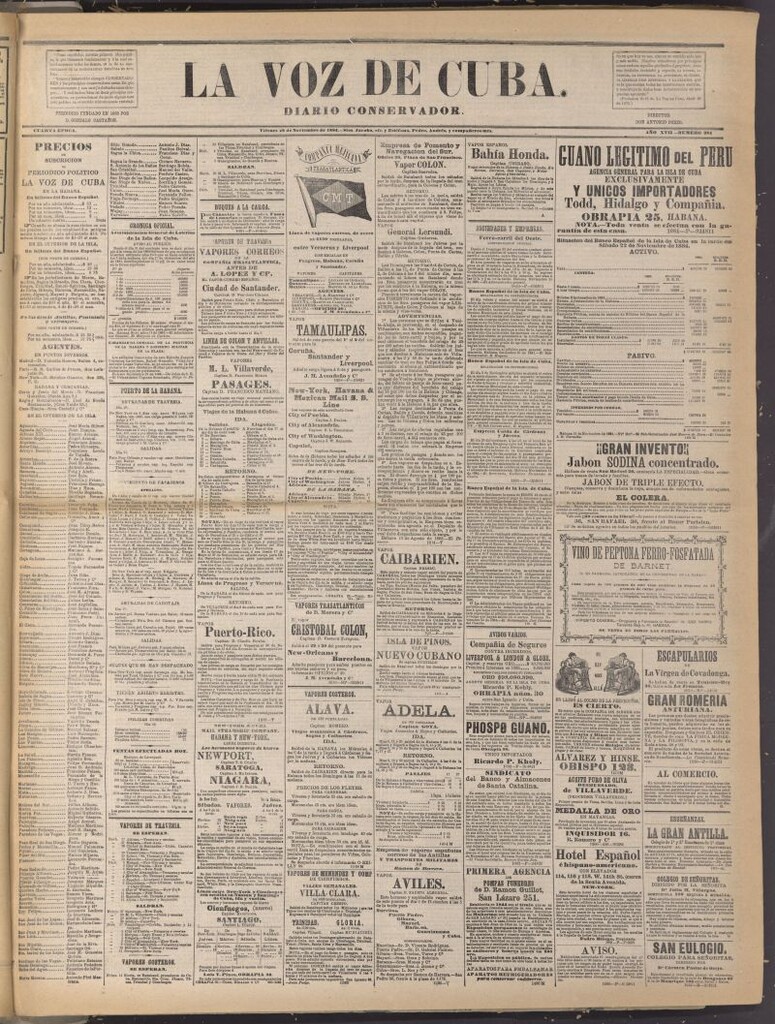 Miniatura de La Voz de Cuba: diario conservador del 28 de noviembre de 1884