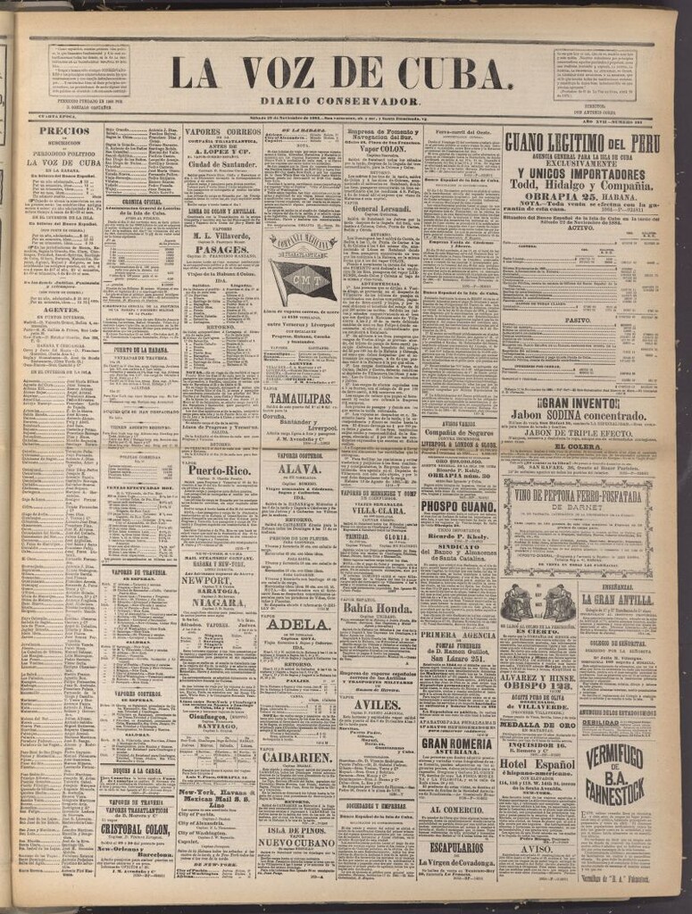 Miniatura de La Voz de Cuba: diario conservador del 29 de noviembre de 1884