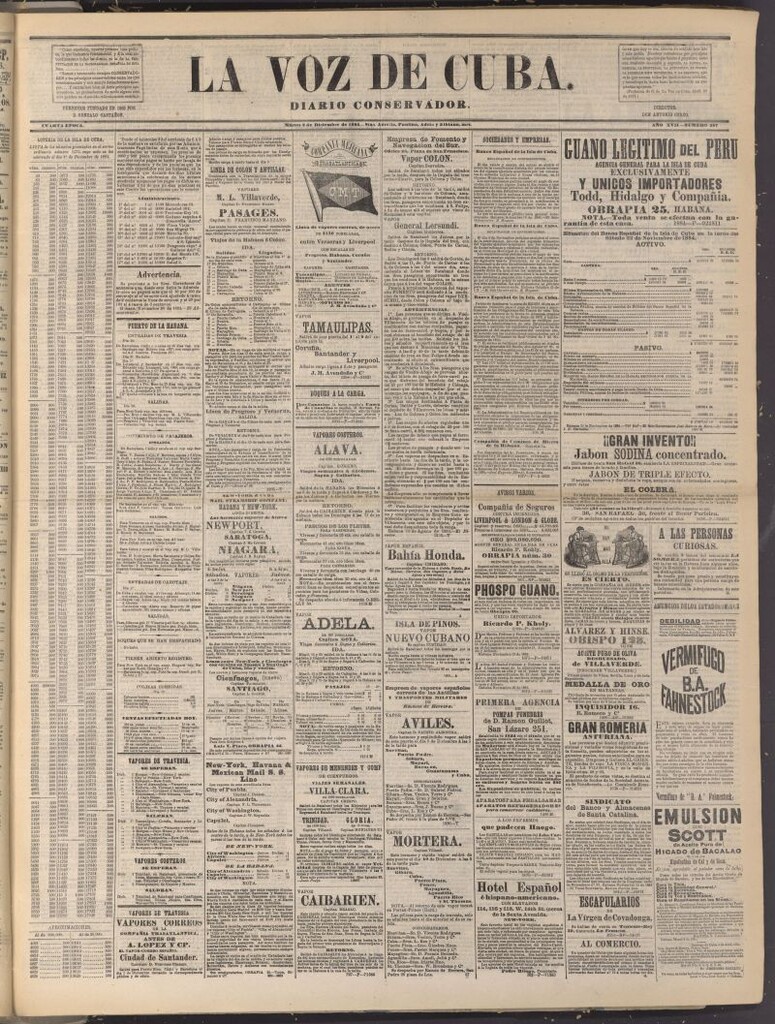 Miniatura de La Voz de Cuba: diario conservador del 2 de diciembre de 1884