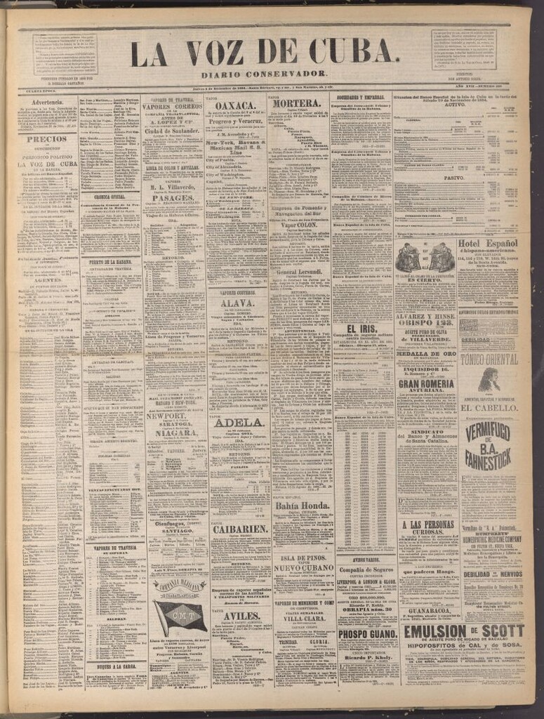 Miniatura de La Voz de Cuba: diario conservador del 4 de diciembre de 1884