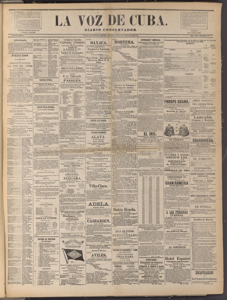 Miniatura de La Voz de Cuba: diario conservador del 5 de diciembre de 1884