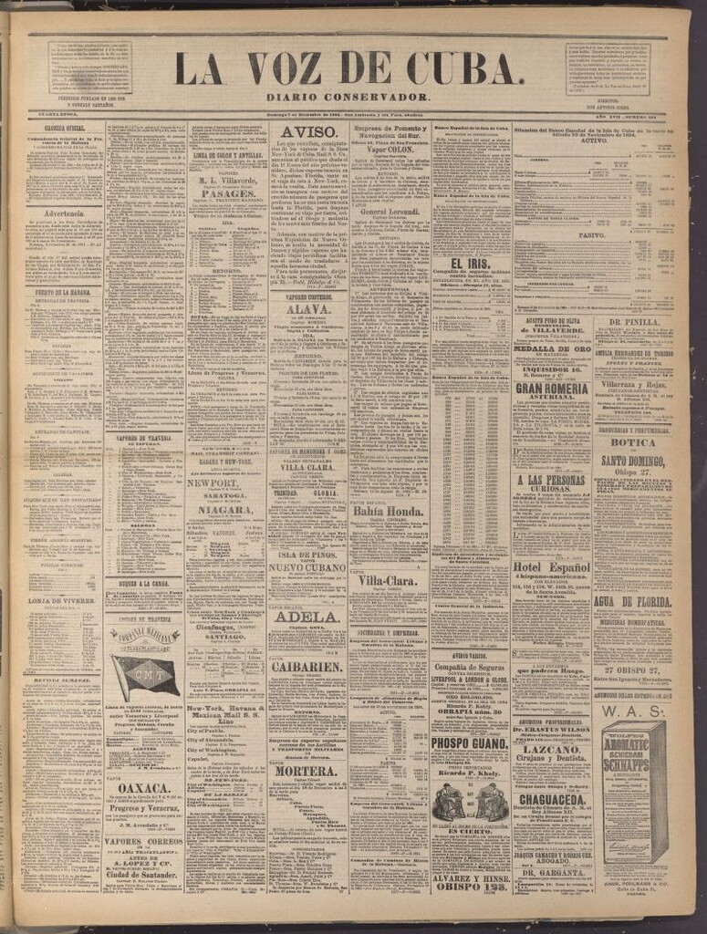 Miniatura de La Voz de Cuba: diario conservador del 7 de diciembre de 1884