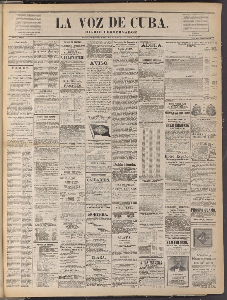 Miniatura de La Voz de Cuba: diario conservador del 10 de diciembre de 1884