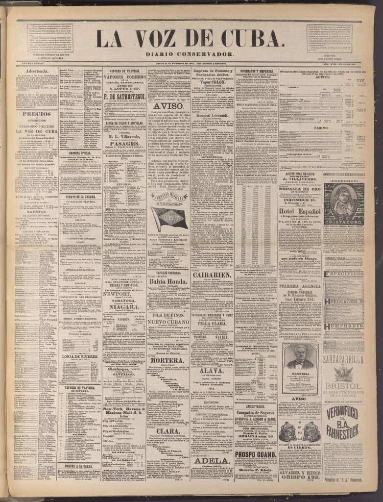 Miniatura de La Voz de Cuba: diario conservador del 11 de diciembre de 1884