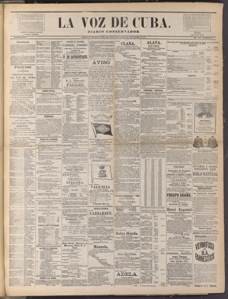 Miniatura de La Voz de Cuba: diario conservador del 13 de diciembre de 1884