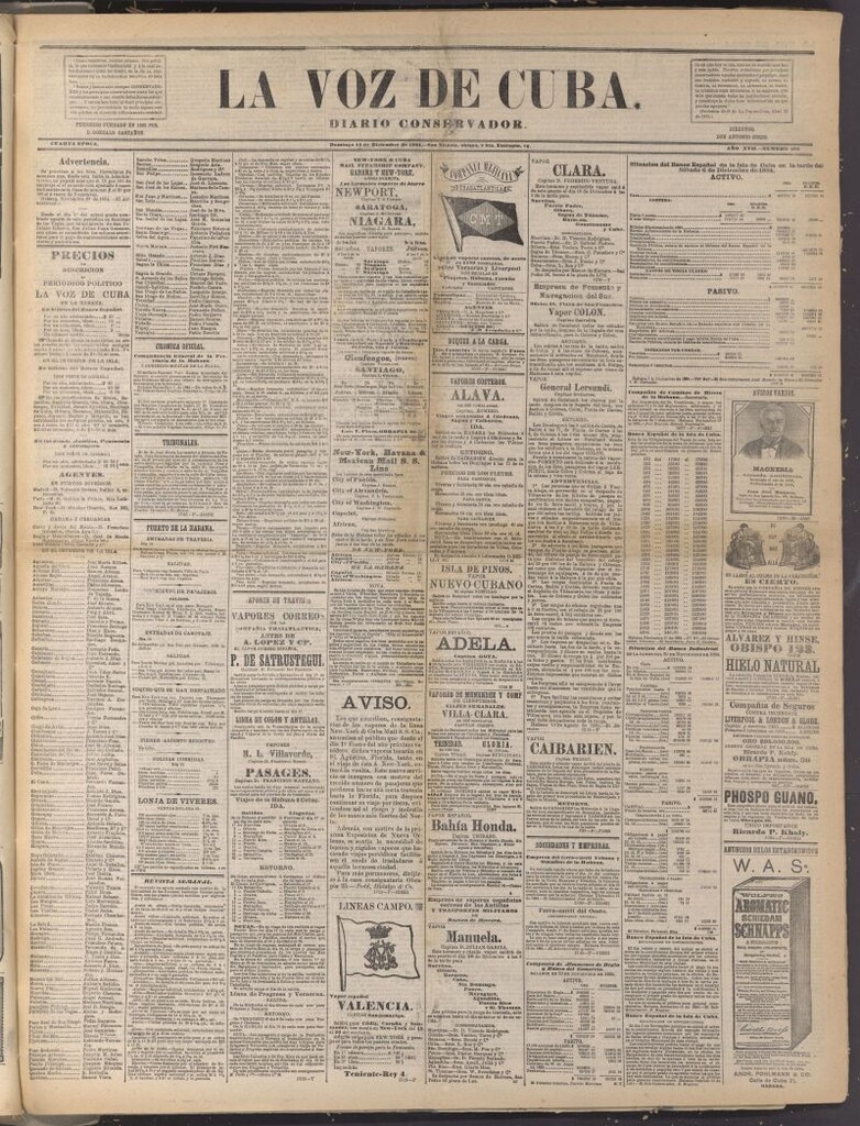 Miniatura de La Voz de Cuba: diario conservador del 14 de diciembre de 1884