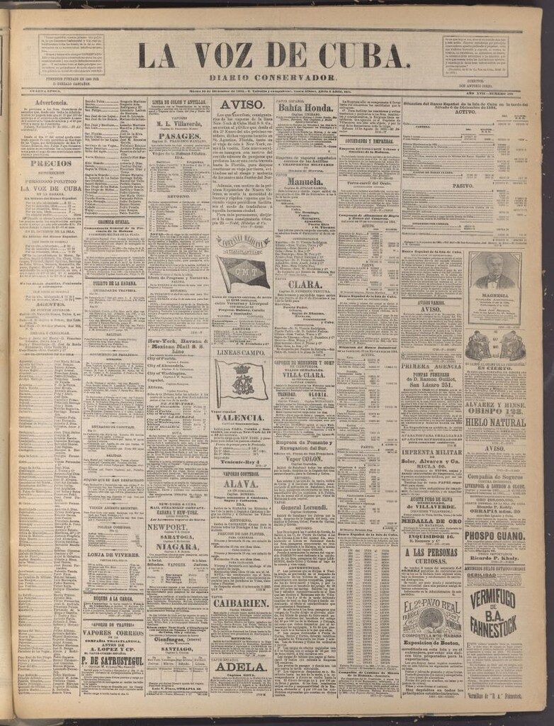 Miniatura de La Voz de Cuba: diario conservador del 16 de diciembre de 1884