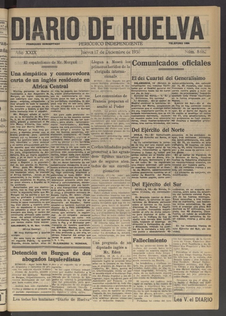 Miniatura de Diario de Huelva : periódico independiente del 17 de diciembre de 1936