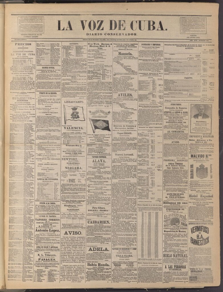 Miniatura de La Voz de Cuba: diario conservador del 20 de diciembre de 1884