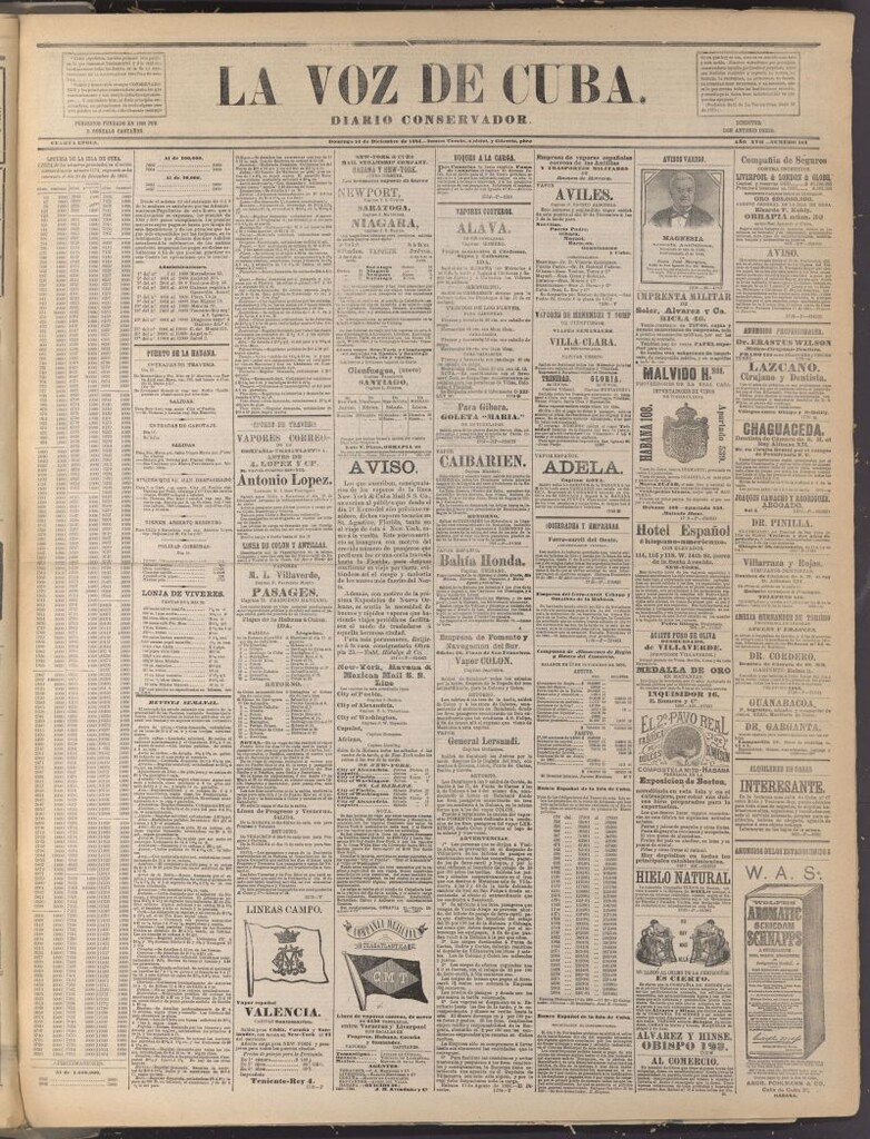 Miniatura de La Voz de Cuba: diario conservador del 21 de diciembre de 1884