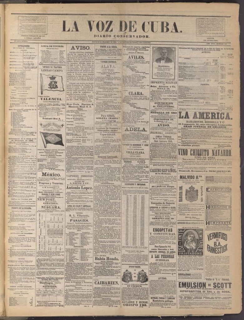 Miniatura de La Voz de Cuba: diario conservador del 25 de diciembre de 1884