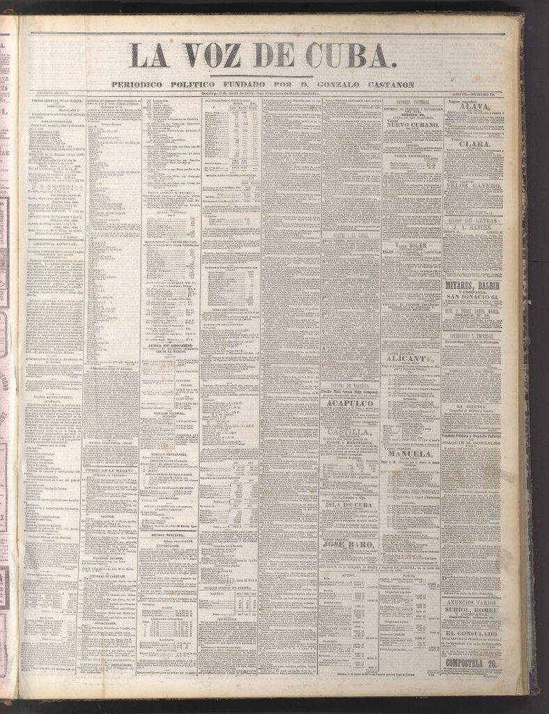 Miniatura de La Voz de Cuba : diario conservador del 2 de abril de 1876