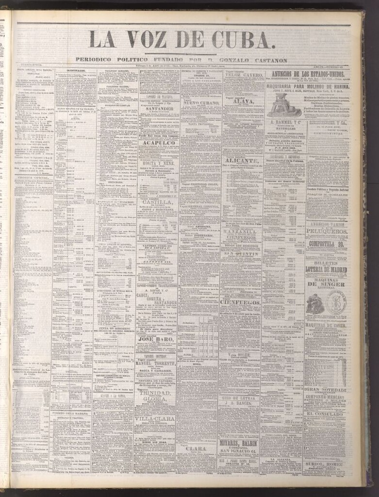Miniatura de La Voz de Cuba : diario conservador del 7 de abril de 1876