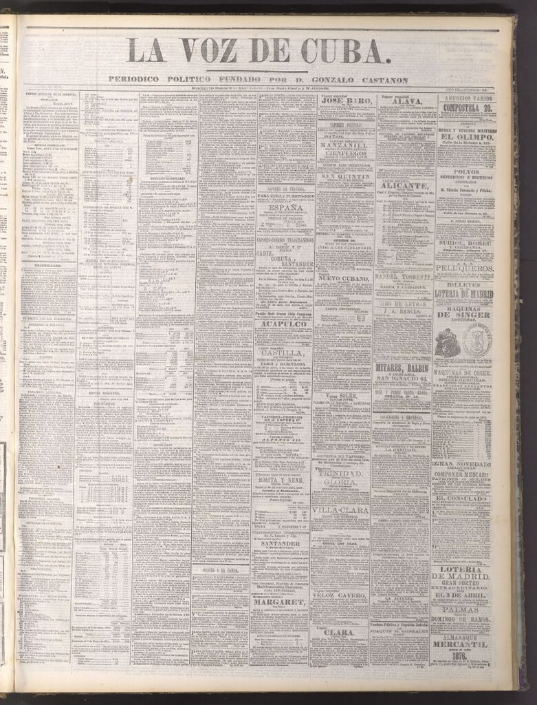 Miniatura de La Voz de Cuba : diario conservador del 9 de abril de 1876