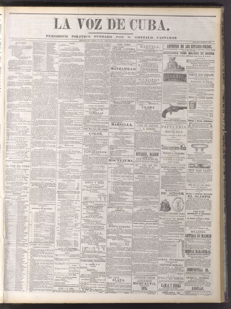 Miniatura de La Voz de Cuba : diario conservador del 19 de abril de 1876