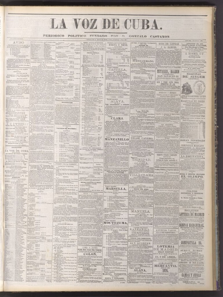 Miniatura de La Voz de Cuba : diario conservador del 21 de abril de 1876