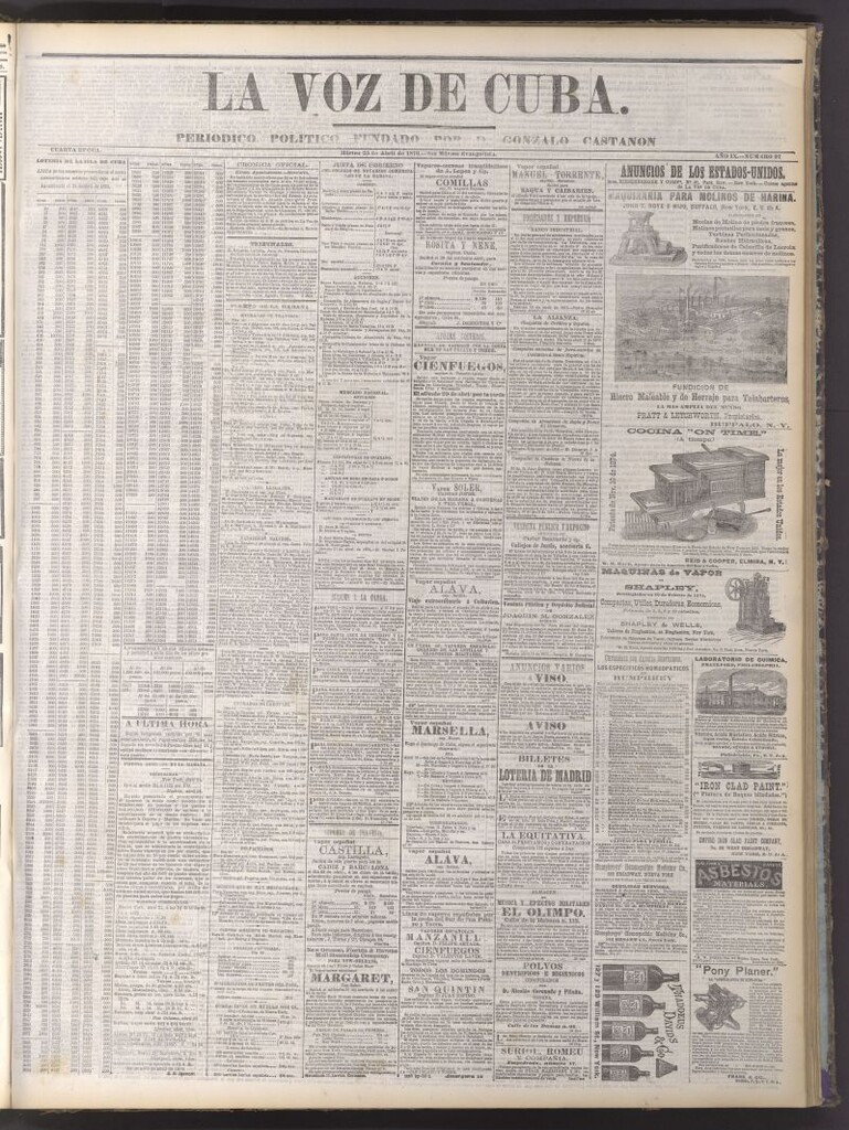 Miniatura de La Voz de Cuba : diario conservador del 25 de abril de 1876