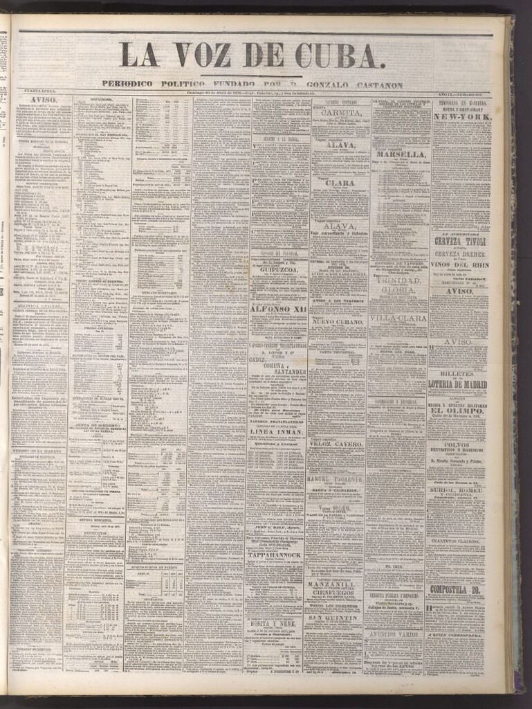Miniatura de La Voz de Cuba : diario conservador del 30 de abril de 1876