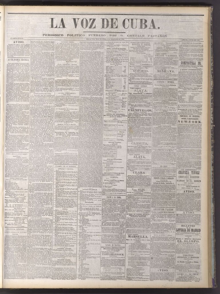 Miniatura de La Voz de Cuba : diario conservador del 2 de mayo de 1876