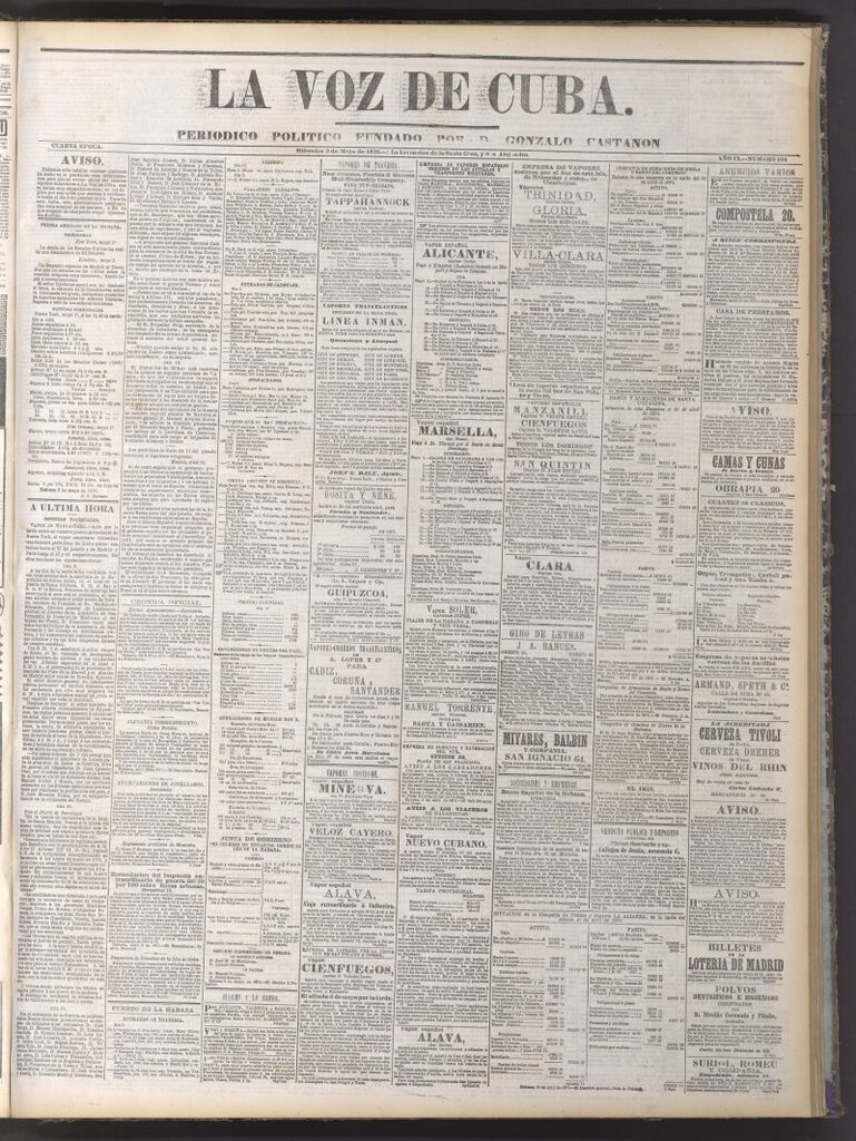 Miniatura de La Voz de Cuba : diario conservador del 3 de mayo de 1876