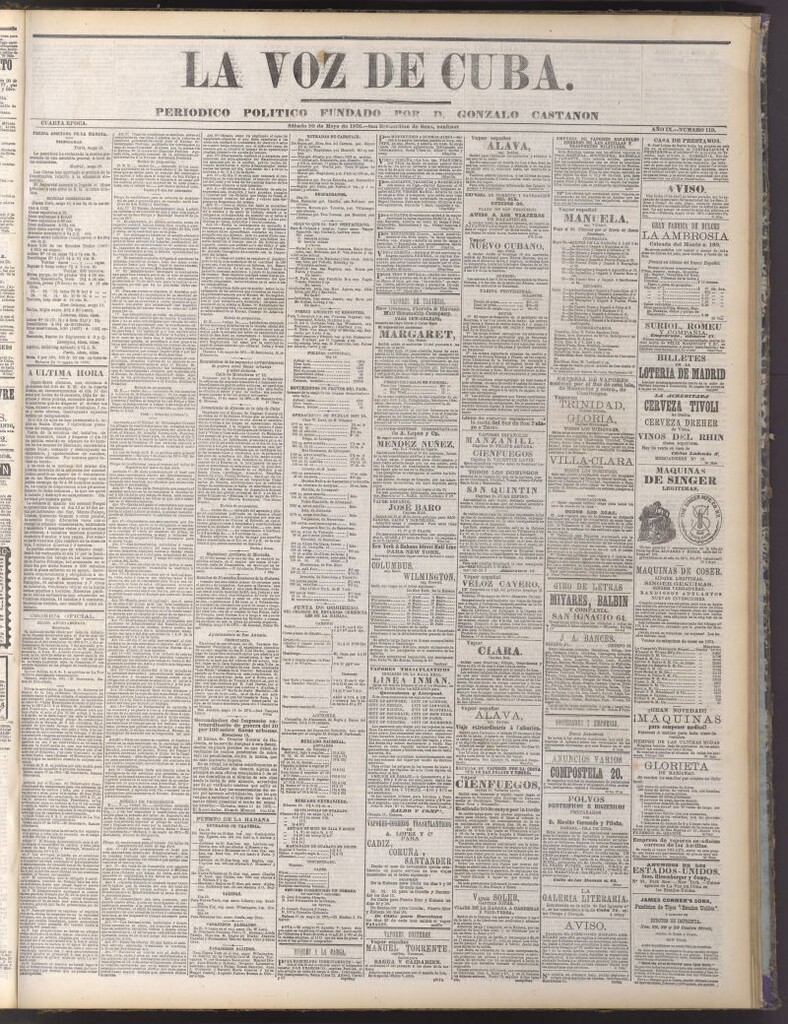 Miniatura de La Voz de Cuba : diario conservador del 20 de mayo de 1876