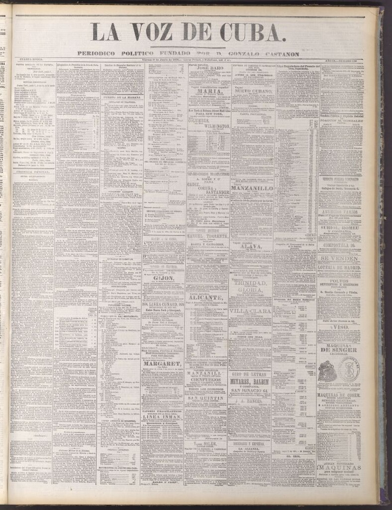 Miniatura de La Voz de Cuba : diario conservador del 9 de junio de 1876