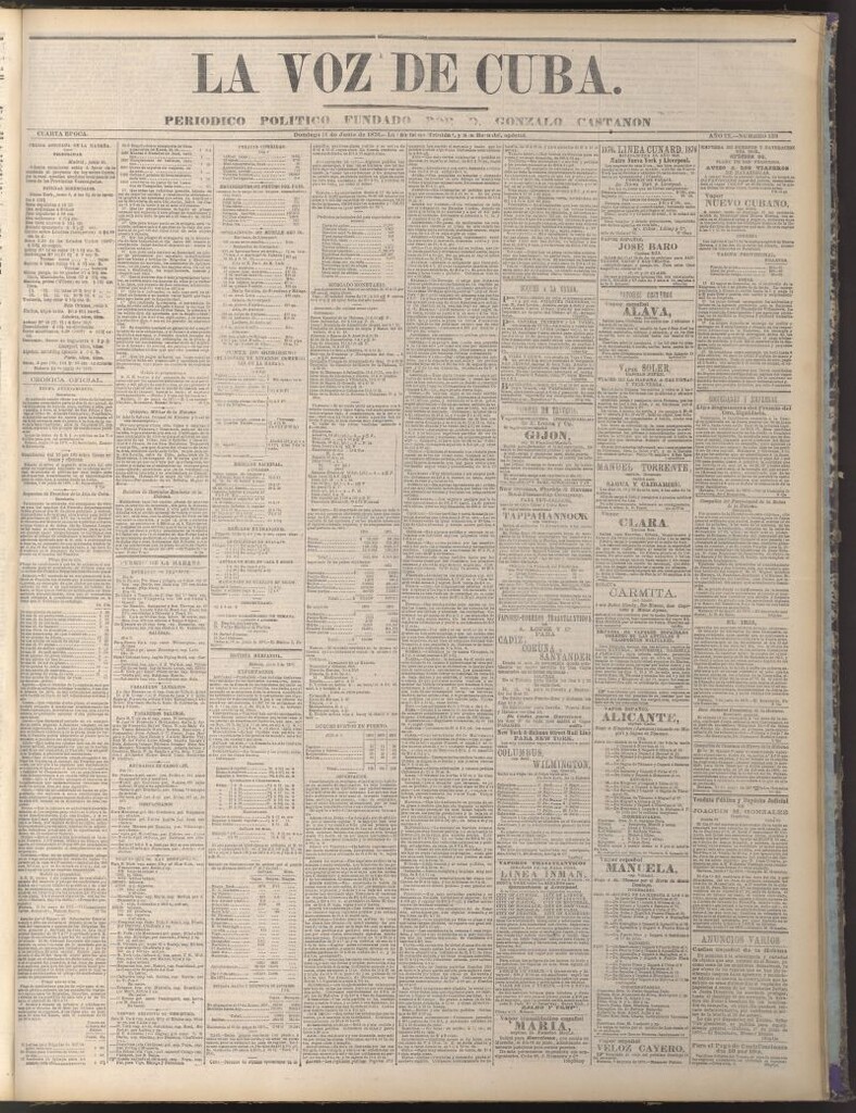 Miniatura de La Voz de Cuba : diario conservador del 11 de junio de 1876