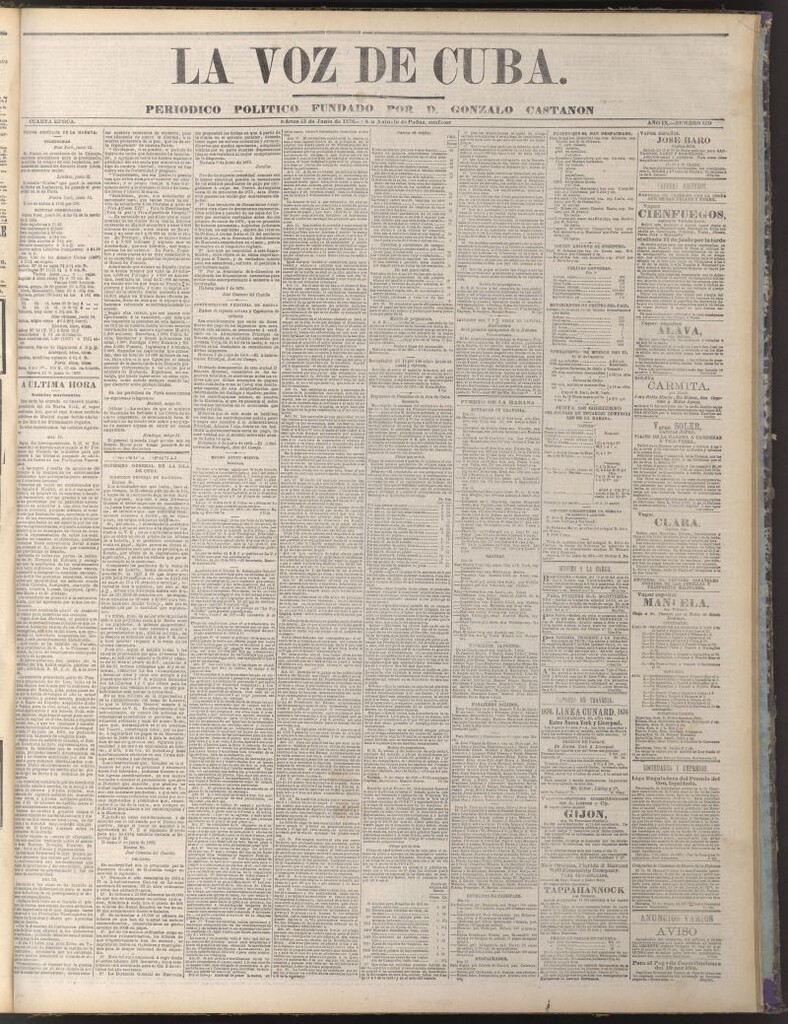 Miniatura de La Voz de Cuba : diario conservador del 13 de junio de 1876