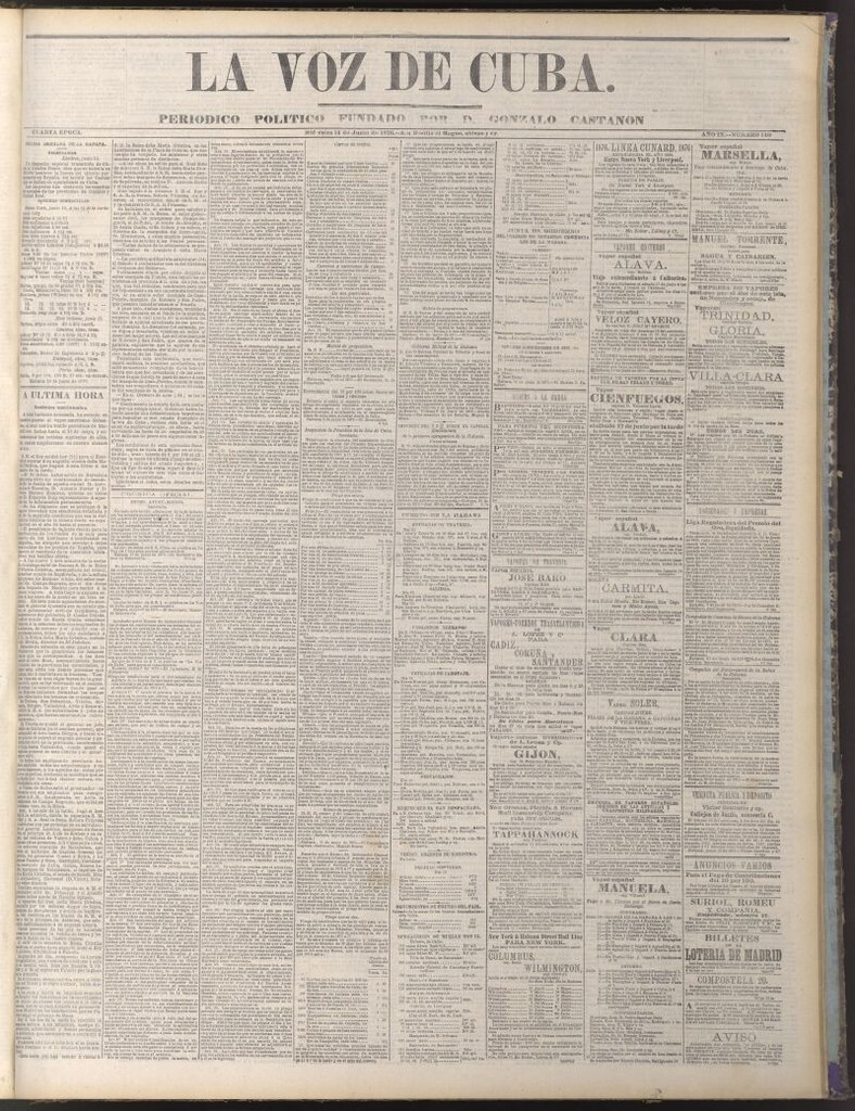 Miniatura de La Voz de Cuba : diario conservador del 14 de junio de 1876