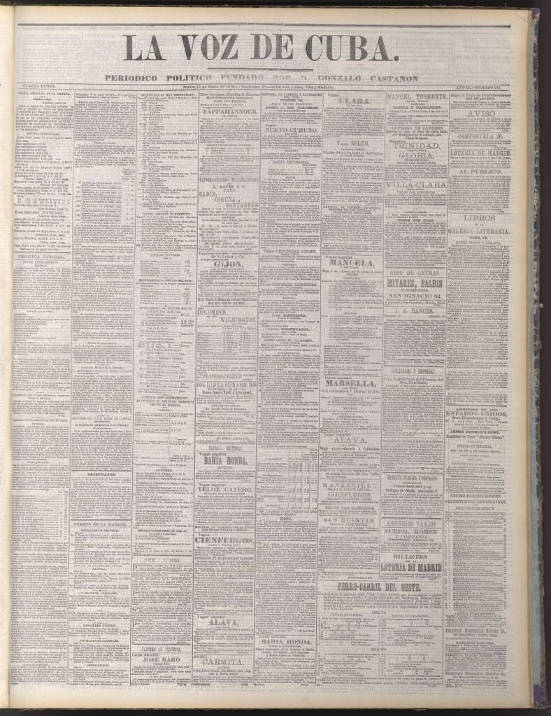 Miniatura de La Voz de Cuba : diario conservador del 15 de junio de 1876