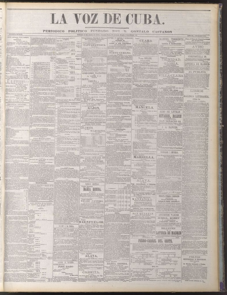 Miniatura de La Voz de Cuba : diario conservador del 16 de junio de 1876