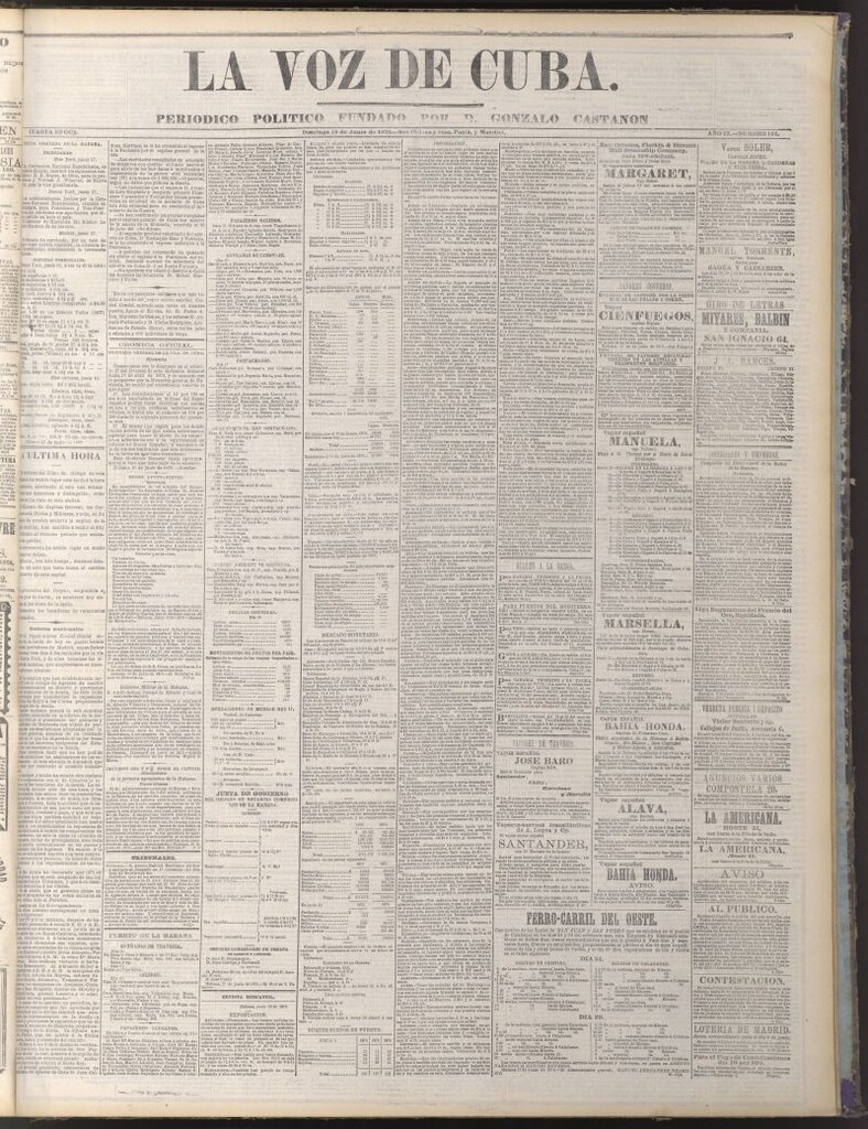 Miniatura de La Voz de Cuba : diario conservador del 18 de junio de 1876